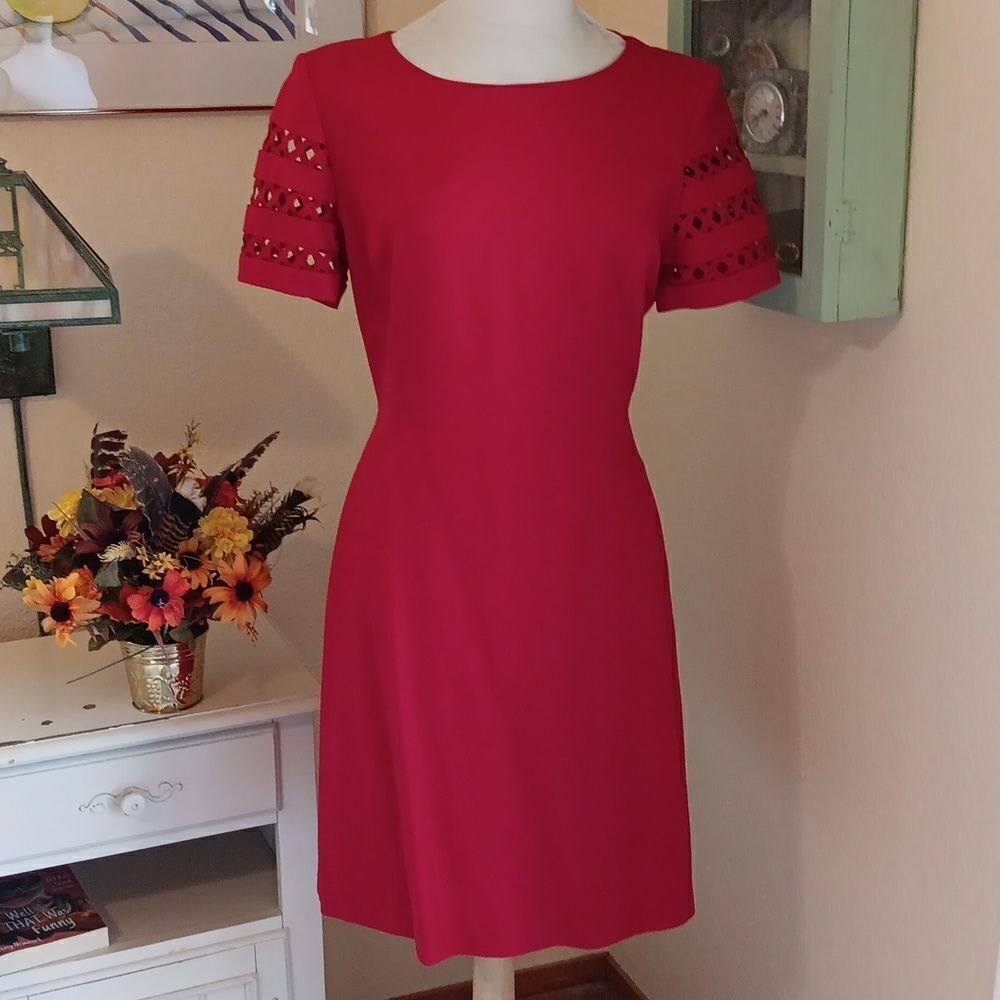 Vintage Talbots Linen Blend Red Dress